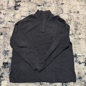 Ralph Lauren Men's Dark Gray Quarter Zip-Up Sweater